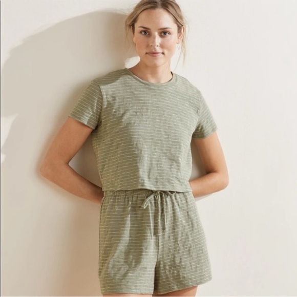 UpWest Pants - Upwest Olive Green Striped Romper